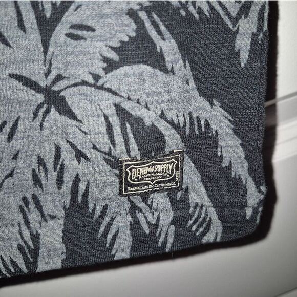 Ralph Lauren Denim & Supply Palm Tree Print tee black dark grey Large NWT - Picture 4 of 6